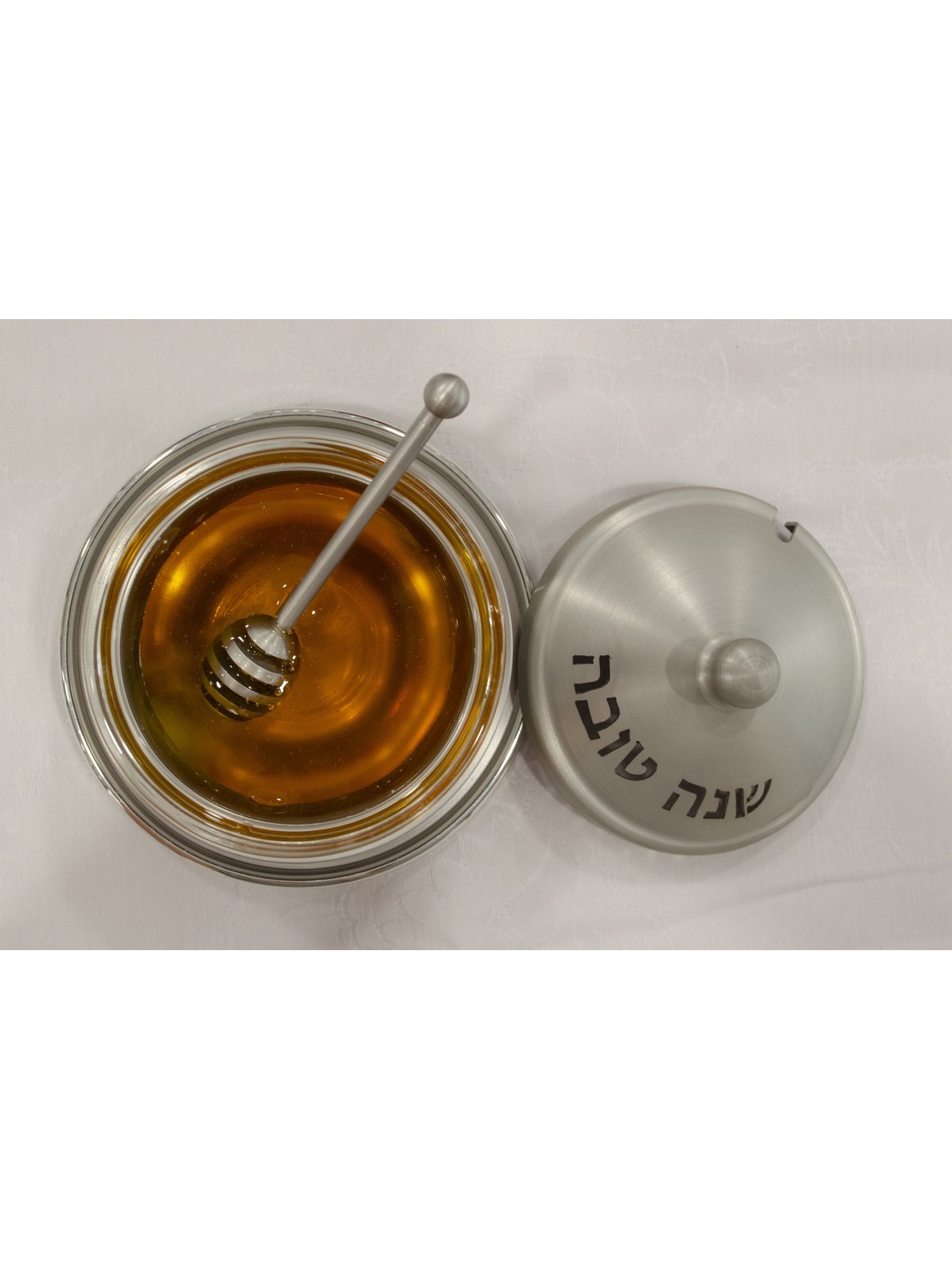 סט כלי דבש צבעוני עם ברכה, כלי דבש מאלומיניום, ישראל
